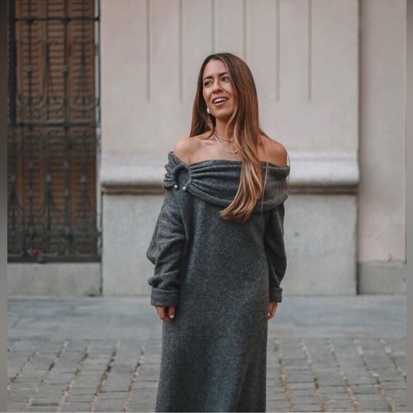 NWT ZARA DRAPED KNITWEAR DRESS - Picture 1 of 8